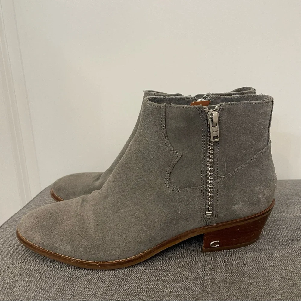 COACH Dani Suede Ankle Boot Western Style - Gray Size 8.5 - Picture 5 of 13